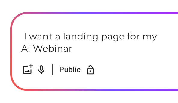 Prompt field interface showing 'I want a page for my bike shop'